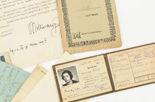 1915-1953 Bródy Lili (1906-1962) költő, újságíró, író igazolványai, levelei, jegyzetfüzete,valamint ...