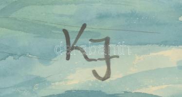 KJ jelzéssel, XX. sz. közepe: Popeye. Akvarell, papír. 26x37 cm. Üvegezett fakeretben