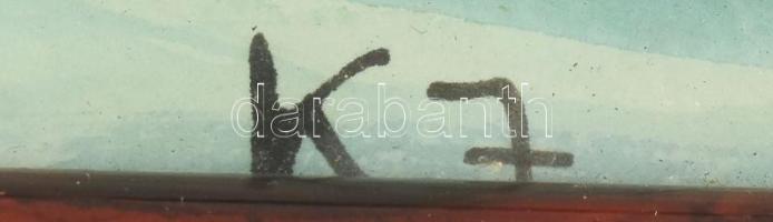 KJ jelzéssel, XX. sz. közepe: Popeye és Ariel. Akvarell, papír. 26x37 cm. Üvegezett fakeretben