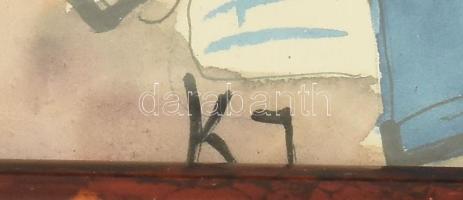 KJ jelzéssel, XX. sz. közepe: Popeye vízbe ugrik. Akvarell, papír. 26x37 cm. Üvegezett fakeretben