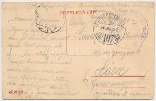 1915 Ismeretlen település, Rátkay-Fejérváry kastély részletei. Floral (EK) + "K.u.K. Feldhaubit...