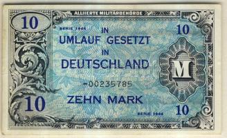 Németország szövetségi megszállás alatt 1944. 10M USA-nyomat nyolcjegyű sorszámmal (Ersatznote) T:III+