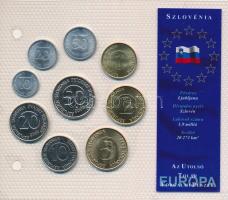 Szlovénia 1992-2003. 10st-50T (9xklf) "Európa utolsó pénzei" vákuumcsomagolt forgalmi összeállítás T:UNC,AU Slovenia 1992-2004. 10 Stotinov - 50 Tolarjev (9xdiff) "Europe's last coins" coin set in vacuum packing C:UNC,AU
