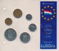 Hollandia 1968-1980. 1c - 2 1/2G (6xklf) "Európa utolsó pénzei" vákuumcsomagolt forgalmi ö...