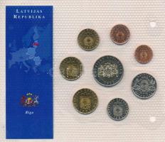 Lettország 1992-2003. 1s-2L (8xklf) "Európa utolsó pénzei" vákuumcsomagolt forgalmi összeá...