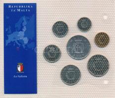 Málta 1998-2004. 1c-1L (7xklf) "Európa utolsó pénzei" vákuumcsomagolt forgalmi összeállítá...