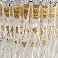 cca 1930, Antik csillár, sok csiszolt prizmával, 1-2 hiánnyal, d: 37 cm