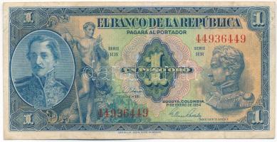 Kolumbia 1954. 1P T:F folt, erős papír Colombia 1954. 1 Peso Oro C:F spot, sturdy paper Krause P#380g