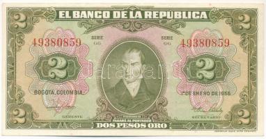 Kolumbia 1955. 2P T:F szép papír Colombia 1955. 2 Pesos Oro C:F fine paper Krause P#390d