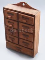 Préselt fa fűszeres szekrény, kopással, 33x21x7 cm