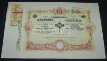 1939. "Első Magyar Gyapjúmosó és Finomposztógyár Részvénytársaság" részvénye 150P-ről, magyar és német nyelven, szelvényekkel