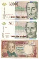 Kolumbia 1990. 500P + 1999. 2000P + 2005. 2000P T:AU-VG Colombia 1990. 500 Pesos + 1999. 2000 Pesos + 2005. 2000 Pesos C:AU-VG