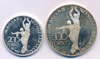 1980. 200Ft Ag "Téli olimpia - Lake Placid" + 1980. 500Ft Ag "Téli Olimpia - Lake Pla...