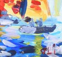 Olvashatatlan jelzéssel: Vitorlások. Olaj, vászon. 40x50 cm