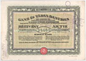 Budapest 1923. "Ganz és Társa- Danubius Gép-, Waggon- és Hajó-Gyár Részvénytársaság" részv...