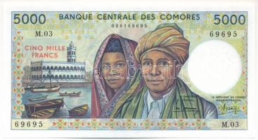 Comore-szigetek DN (1986-1994) 5000Fr T:UNC Comoro Islands ND (1986-1994) 5000 Francs C:UNC Krause P#12