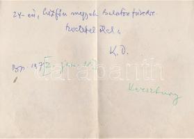 Keresztury Dezső (1904-1996) költő, műfordító, irodalomtörténész saját kézzel írt, két oldal terjede...