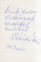 Várnai Zseni (1890-1981) költőnő géppel írt és saját kézzel aláírt levele Ránki (született Rottmann)...