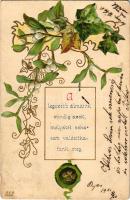 1902 A legszebb álmaink mindig azok, melyeket soha nem valósíthatunk meg / Floral greeting card. Emb. litho (EB)