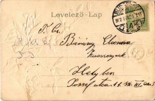 1902 A legszebb álmaink mindig azok, melyeket soha nem valósíthatunk meg / Floral greeting card. Emb...