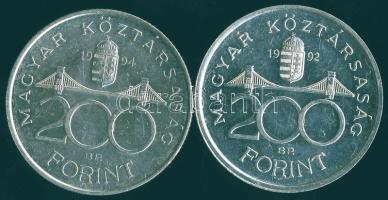 1992-94. 200Ft Ag "MNB" + "Deák" T:BU,2