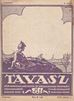 1919 Tavasz. Szépirodalmi, művészeti és közgazdasági folyóirat. Felelős szerkesztő: Herczeg János. Megjelenik minden vasárnap. I. évfolyam, 8. szám. (1919. június 1.) Pozsony, 1919. Wigand K. F. Könyvkiadóvállalat (ny.) [99]-111 + [3] p. Oldalszámozáson belül néhány szövegközti grafikával díszítve. A pozsonyi Tavasz folyóirat 1919-1921 között jelent meg, 36, 45, illetve 12 lapszámmal. Főként irodalmi anyagot közölt, elbeszéléseket, verseket, jelenteket, valamint a pozsonyi művészi, színházi életet szemlézte. Példányunk végén helyi apróhirdetések, a leveleken felül kisebb, halvány foltosság. Lakatos 3882. Galambos 1. Fűzve, illusztrált, foltos kiadói borítóban. Jó példány.