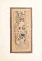 James Abbott McNeill Whistler (1834-1903) rajza után, Thomas Robert Way (1861-1913): Velencei részlet. Litográfia, papír. Jelzés nélkül. Kissé foltos paszpartuban. 21,5x8,5 cm