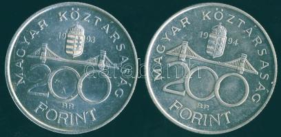 1993-94. 200Ft Ag "MNB" + "Deák" T:BU,2