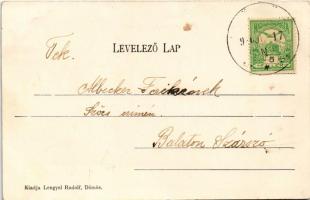 1910 Dömös, Dunai átkelés, vasútállomás és vonat. Lengyel Rudolf kiadása (fl)