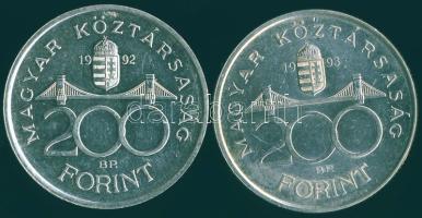 1992-93. 200Ft Ag "MNB" (2x) T:BU,2