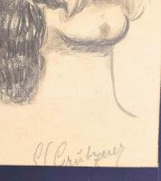 Grützner jelzéssel: Hármas portré Bismarck és Ferencz József (?) arcával. Ceruza, papír. Paszpartuba...