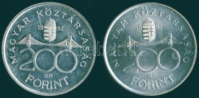 1992-93. 200Ft Ag "MNB" (2x) T:BU,2