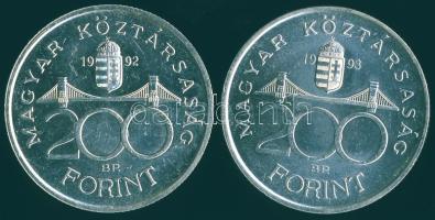 1992-93. 200Ft Ag "MNB" (2x) T:BU,2