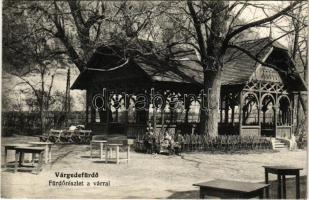 1916 Várgedefürdő, Kúpele Hodejov, Hodejov; fürdőrészlet a várral, pavilon. Schlesinger Dávid kiadása / spa pavilion, park (EK)