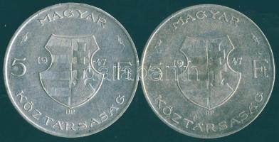 1947. 5Ft Ag "Kossuth" (2x) T:2/3 ph.