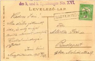 1915 Nagykikinda, Kikinda; Károly Lajos lovassági laktanya főkapuja, katonák / main entry gate of th...