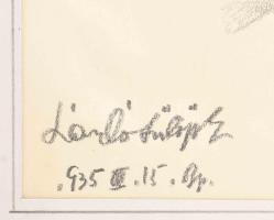 Tábor János (1890-1956): László Fülöp festőművész portréja. Ceruza, papír, jelzett. László Fülöp aut...