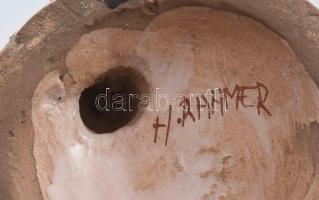 H. Ráhmer Mária (1911-1998): Kislány virággal. Jelzett, sérüléssel, m: 34 cm