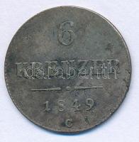 Ausztria 1849C 6kr Ag T:VF patina Austria 1849C 6 Kreuzer Ag C:VF patina Krause KM#2200