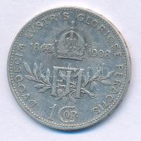 Ausztria 1908. 1K Ag "Ferenc József - Jubileum" T:VF patina Austria 1908. 1 Corona Ag &quo...