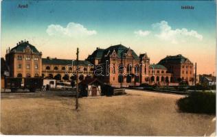 1916 Arad, indóház, vasútállomás, vagon. Kerpel Izsó kiadása / railway station, wagon (EK)