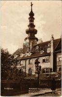 1933 Pozsony, Pressburg, Bratislava; Michalská brána s móstom / Michaelertor mit Stadtgraben und Brücke / Mihály kapu a híddal / street, gate, bridge (EK)