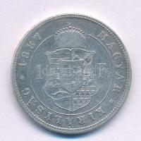 1887KB 1Ft Ag "Ferenc József / Barokk címer" T:VF Adamo M15