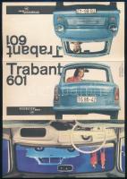 1964 Trabant 601, színes képekkel illusztrált, magyar nyelvű ismertető prospektus, kihajtva: 28,5x20 cm