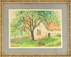 Jávor L. jelzéssel: Rechberg, 1937. Akvarell, papír, üvegezett keretben, 21,5x30 cm