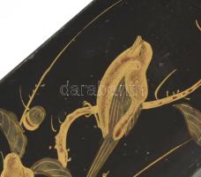 Antik lakkozott kínai doboz, sérült, h: 24 cm