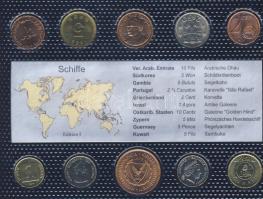 "Hajók" szett, benne 10 ország pénzérméi, egész világ T:1