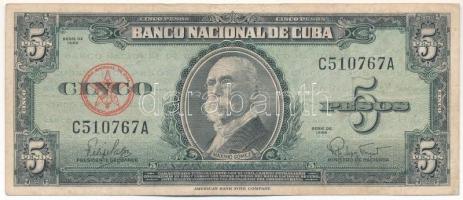 Kuba 1960. 5P T:F folt Cuba 1960. 5 Pesos C:F spot Krause P#92