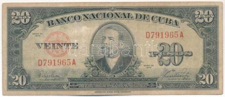 Kuba 1949. 20P T:F folt Cuba 1949. 20 Pesos C:F spot Krause P#80a