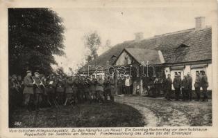 Swidniki military feast with brass band in front of the shop of Popowitsch (Rb)